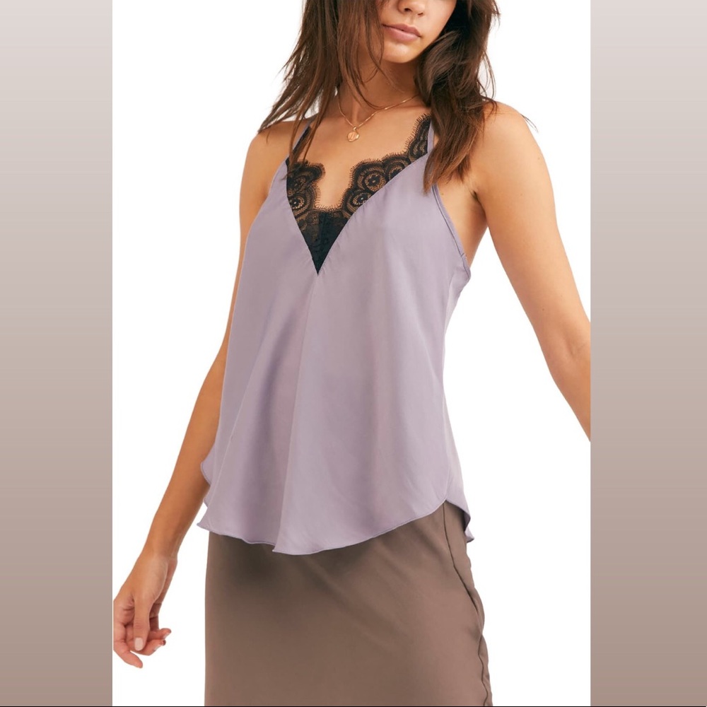 Free People Starlight Lavender and Black Lace Camisole